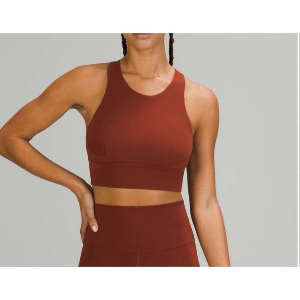 Lululemon Wunder train longline bra burnt orange size 4